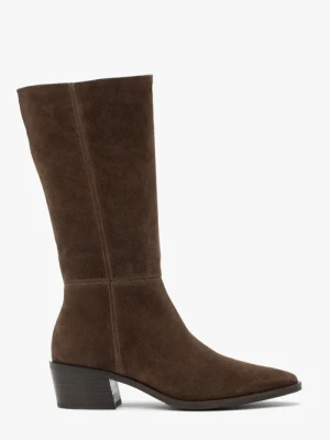 Ciemnobrązowe kozaki na słupku Ryłko