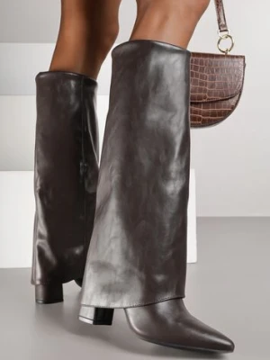 Ciemnobrązowe Kozaki Vices na Słupku w Stylu Kowbojek z Wywiniętą Cholewką Alorriva