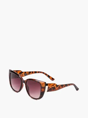 Zdjęcie produktu Ciemnobrązowe Okulary w Stylu Cat Eye z Masywnymi Oprawkami Amsesoa