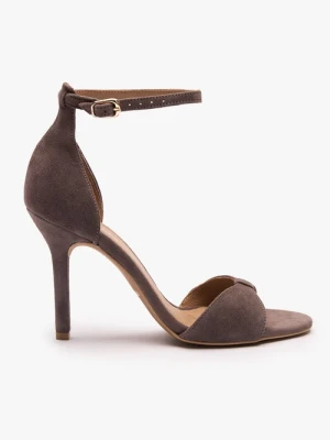 Ciemnobrązowe sandały na wysokim obcasie Ryłko