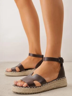 Ciemnobrązowe Sandały VICES na Grubej Plecionej Podeszwie Meztora