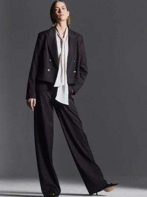 Ciemnobrązowe spodnie garniturowe z wysokim stanem TARANKO