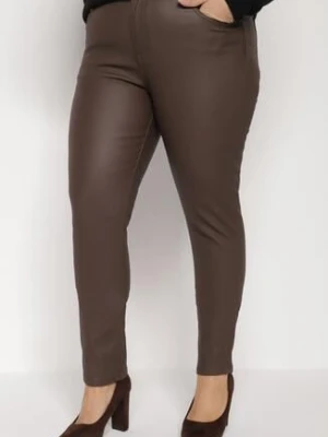Ciemnobrązowe Spodnie Skinny Push Up Zami Brązowy