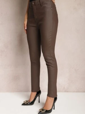 Ciemnobrązowe Spodnie Skinny Push Up Zilli