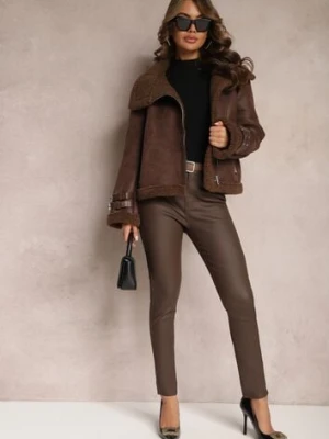 Ciemnobrązowe Spodnie Skinny Push Up Zilli