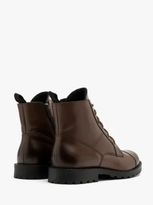 Ciemnobrązowe trzewiki męskie ocieplane wełną Ryłko