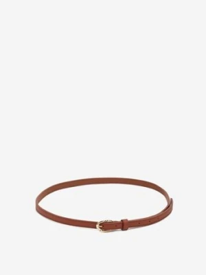 Ciemnobrązowy Cienki Pasek z Ekoskóry z Ozdobną Sprzączką Naliera