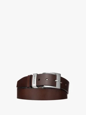 Ciemnobrązowy pasek męski z logotypem na klamrze Ryłko