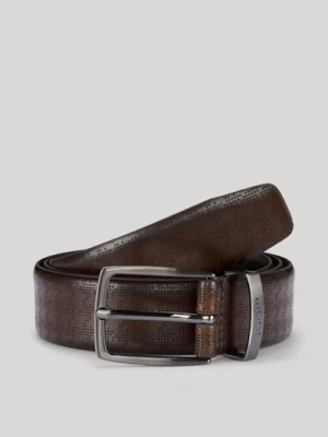 Ciemnobrązowy pasek skórzany z perforacją Joop