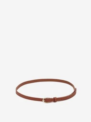 Ciemnobrązowy Pasek z Imitacji Skóry z Małą Ozdobną Sprzączką Aretta