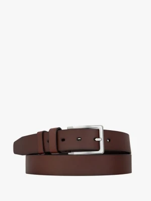 Ciemnobrązowy pasek ze skóry licowej Ryłko