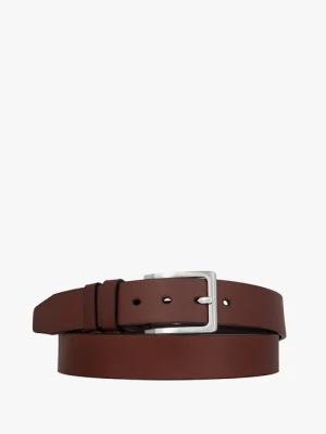 Ciemnobrązowy pasek ze skóry licowej Ryłko