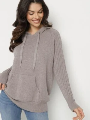 Ciemnobrązowy Sweter z Kapturem i Kieszenią z Domieszką Kaszmiru Neriele tandem