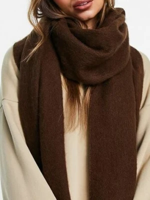 Ciemnobrązowy Szalik z Wiskozą Bawełną i Frędzlami Siathlin