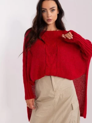 Ciemnoczerwony dzianinowy sweter oversize och bella