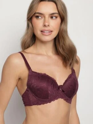 Ciemnofioletowy Biustonosz o Fasonie Full Cup z Koronką Finedis han