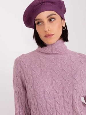 Ciemnofioletowy damski beret z dżetami Wool Fashion Italia