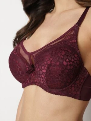 Ciemnofioletowy Koronkowy Biustonosz Typu Full Cup Asgis