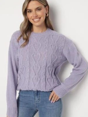 Ciemnofioletowy Sweter z Wełną Ściągaczem i Tłoczeniem Riavonnae j&x