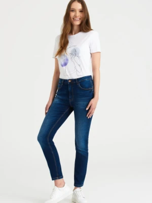 Ciemnogranatowe spodnie jeansowe, model skinny push up Greenpoint niebieski