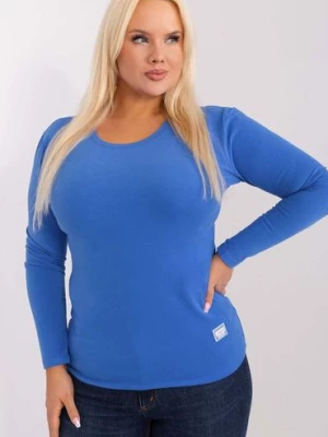Ciemnoniebieska dopasowana bluzka damska plus size RELEVANCE