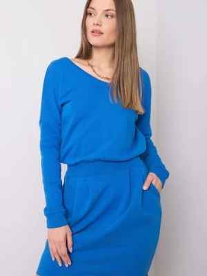 Ciemnoniebieska sukienka dresowa damska - mini RUE PARIS