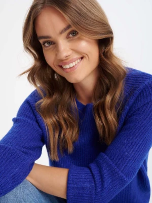 Ciemnoniebieski sweter ze strukturalnej dzianiny Greenpoint