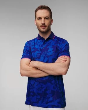 Ciemnoniebieskie polo męskie G/Fore Exploded Camo Tech Jersey Polo