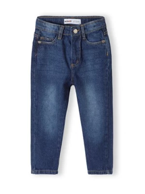Ciemnoniebieskie spodnie jeansowe typu mom jeans dziewczęce Minoti