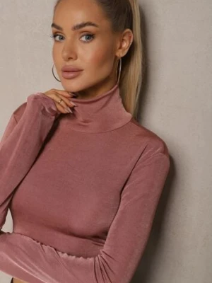 Ciemnoróżowa Bluzka o Krótkim Fasonie z Półgolfem Banella lefon