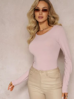 Ciemnoróżowa Bluzka z Elastycznej Bawełny o Dopasowanym Kroju Evas glo-story