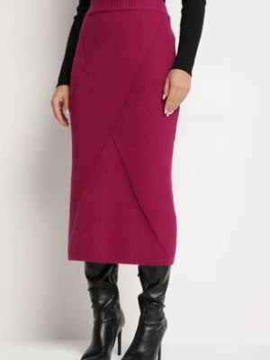 Ciemnoróżowa Dopasowana Spódnica z Wiskozą Wysokim Stanem i Gumką w Talii Nialessia sophyline paris