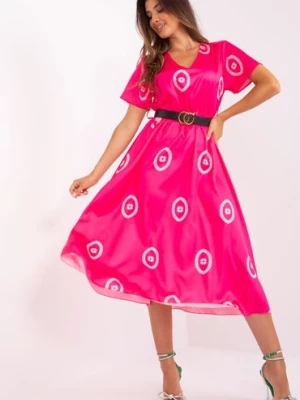 Ciemnoróżowa sukienka damska koktajlowa we wzory Italy Moda