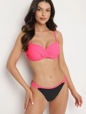 Ciemnoróżowe Bikini Biustonosz z Marszczeniem i Majtki Typu Figi Sepeneva rosse line