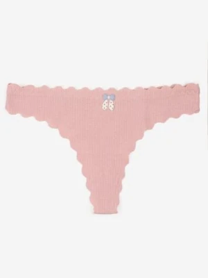 Ciemnoróżowe Prążkowane Majtki Stringi z Bawełny Ilweda