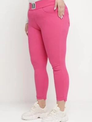 Ciemnoróżowe Spodnie Skinny z Kieszeniami Afrina queene