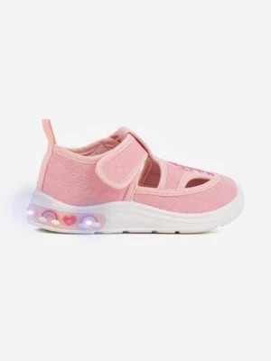 Ciemnoróżowe Tenisówki z Wkładką ze Skóry Naturalnej Ledami i Wycięciami Bernise tom.m