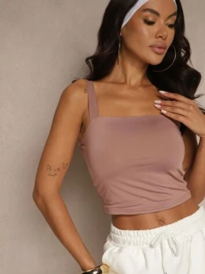 Ciemnoróżowy Gładki Top z Wiskozą na Ramiączkach Lirenele by swan