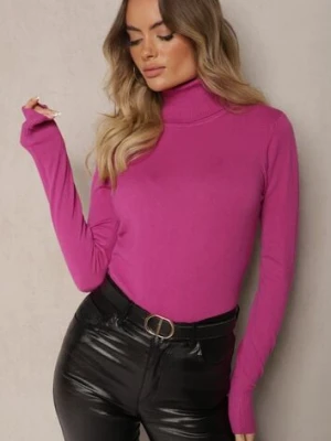 Ciemnoróżowy Golf Sweterkowy z Domieszką Kaszmiru Zaivanna tandem