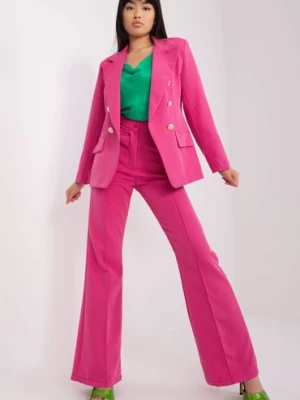 Ciemnoróżowy komplet elegancki ze spodniami Italia Moda