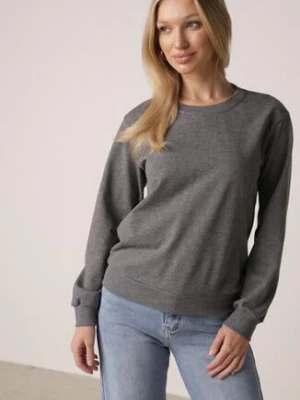 Zdjęcie produktu Ciemnoszara Bluza z Bawełną Ozdobiona Ściągaczami Hilani J.style Szary