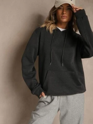 Ciemnoszara Bluza z Kapturem Ozdobiona Ściągaczami Invila swest