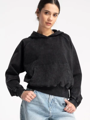 Ciemnoszara bluza z kapturem z efektem sprania krój BOXY Reporter Young