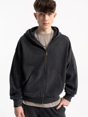 Ciemnoszara bluza z kapturem zapinana na zamek Reporter