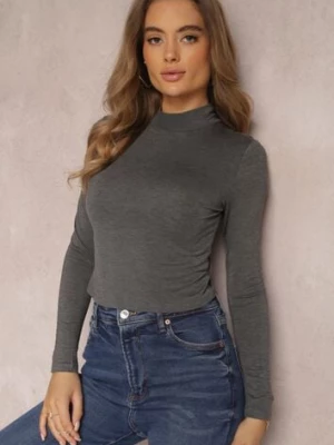 Ciemnoszara Bluzka Crop Top z Półgolfem Killal