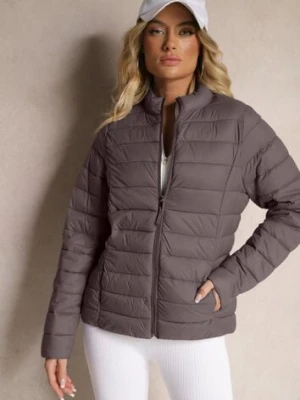 Ciemnoszara Casualowa Kurtka Ozdobiona Pikowaniem Nelionea j.style