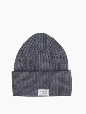 Ciemnoszara czapka z szerokim mankietem Puccini