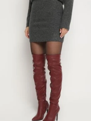 Ciemnoszara Dzianinowa Spódnica z Domieszką Wełny o Prostym Kroju z Gumką w Talii Pariella acajo