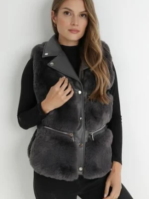 Ciemnoszara Kamizelka Futrzana Irelaia metrofive