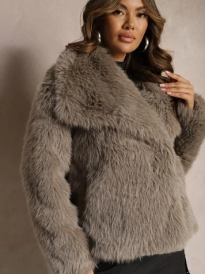 Ciemnoszara Kurtka Futro z Długim Włosiem Zelita ann gissy